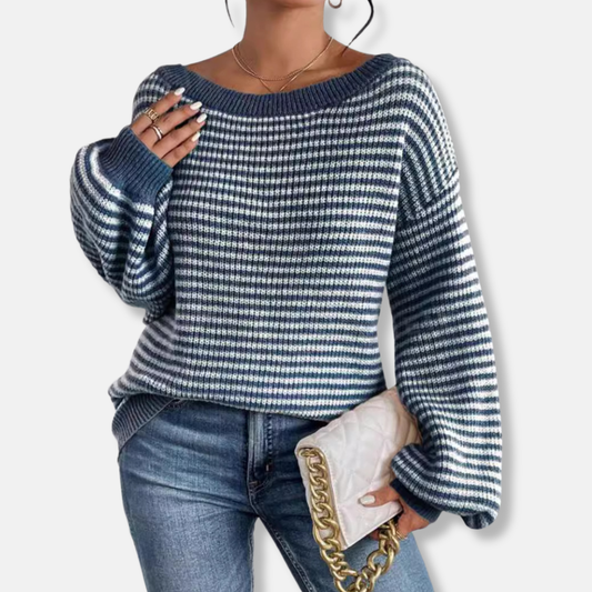 Knitted Loose Fit Lantern Sleeve Sweatshirt