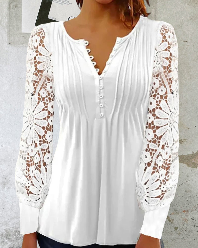 Women's lace top with long sleeves