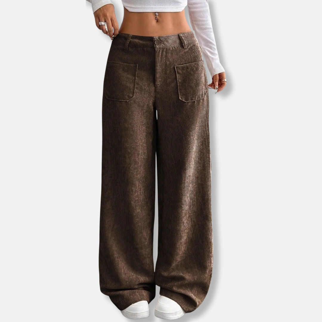 Corduroy High Waist Wide Leg Pants