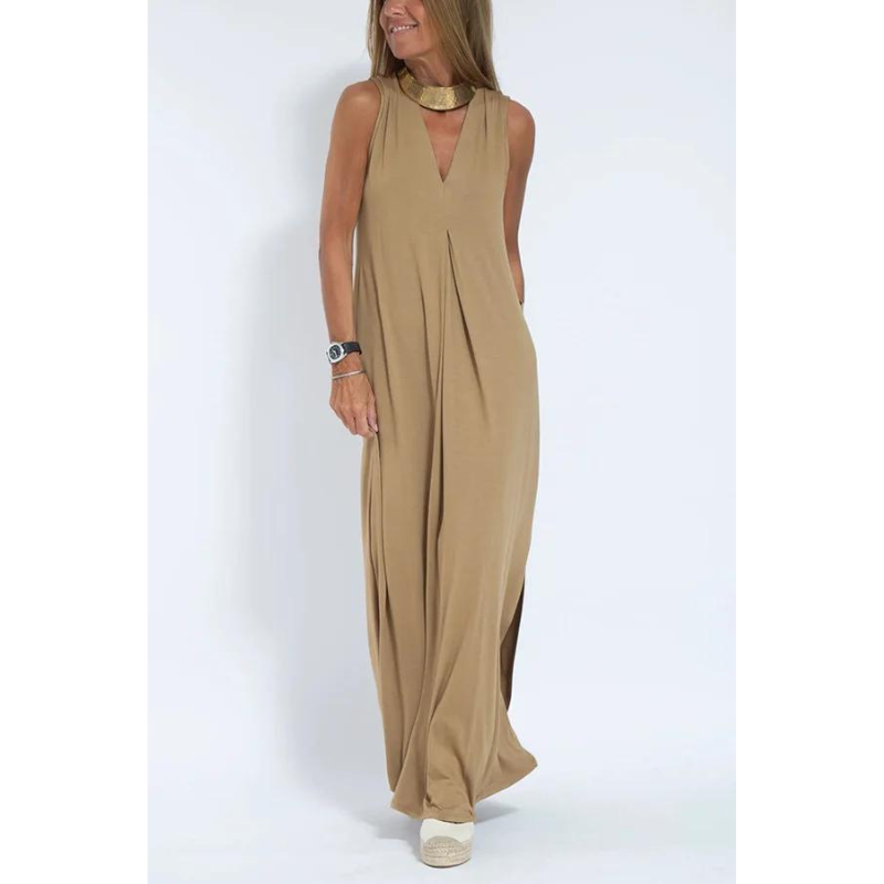 Women's Maxi Dress - Sleeveless V-Neck - Flowy Loose Fit - Elegant & Breathable