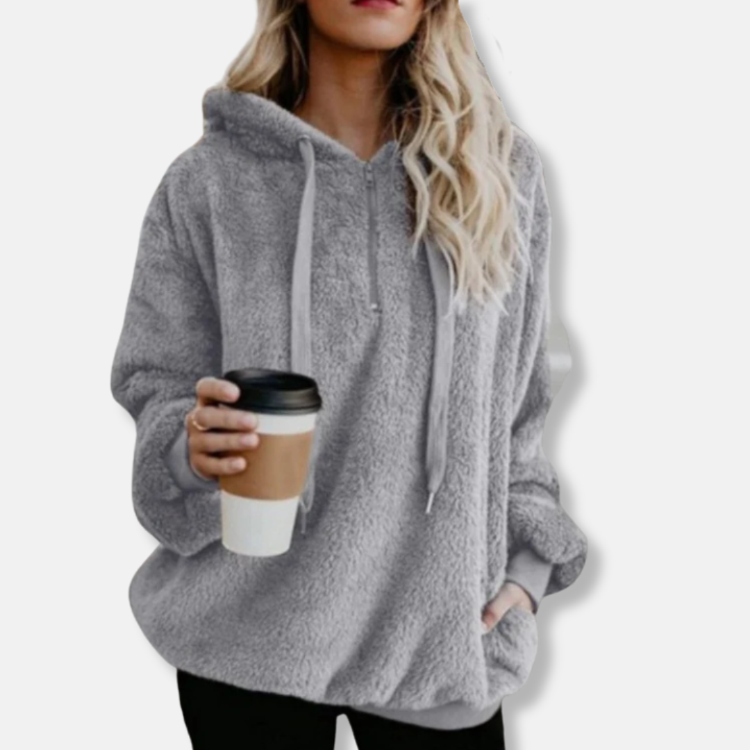 Women’s Hooded Sweatshirt - Plush Knit Fleece - Loose Fit - Kangaroo Pocket