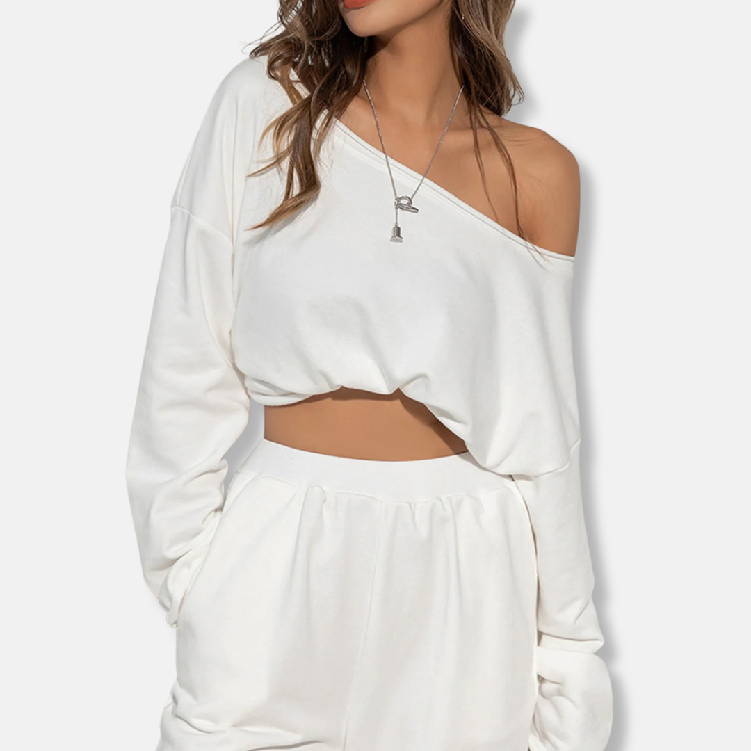 Soft Knit Off-Shoulder Relaxed Two-Piece Set