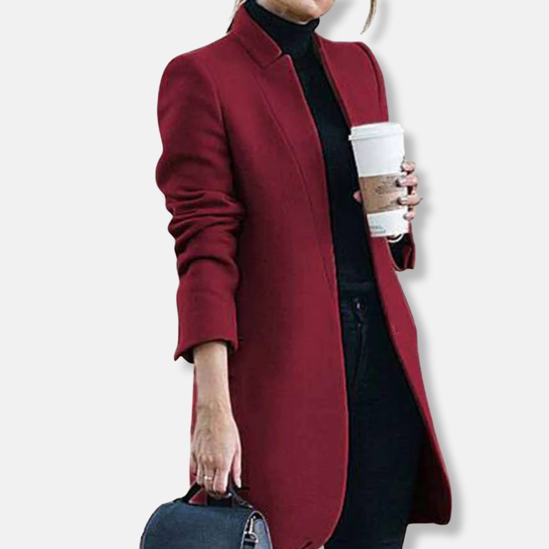 Elisa Wool Tailored Overcoat | Notched Lapel Mid-Length Overcoat