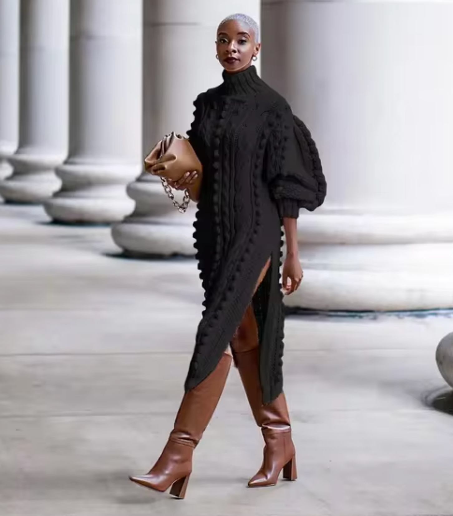 Wool Knitted Turtleneck Dress