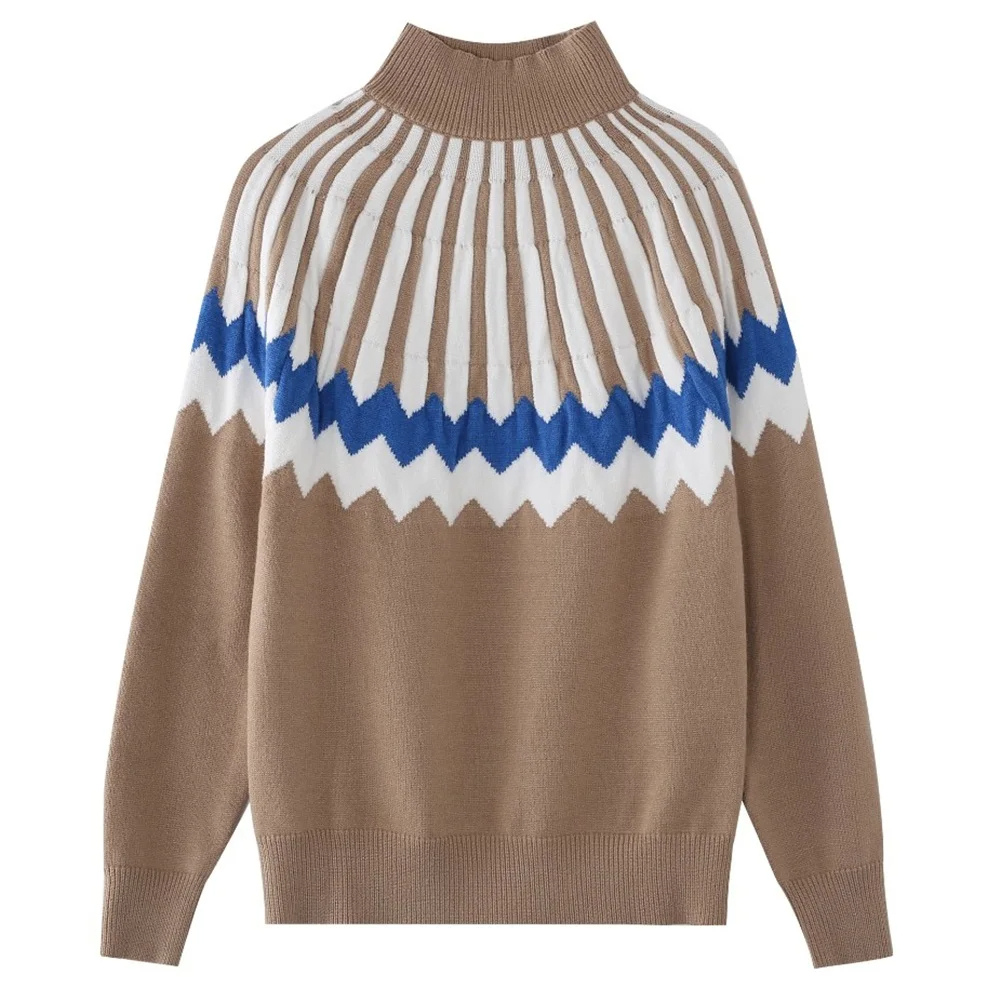 Women's geometric pattern knitted sweater