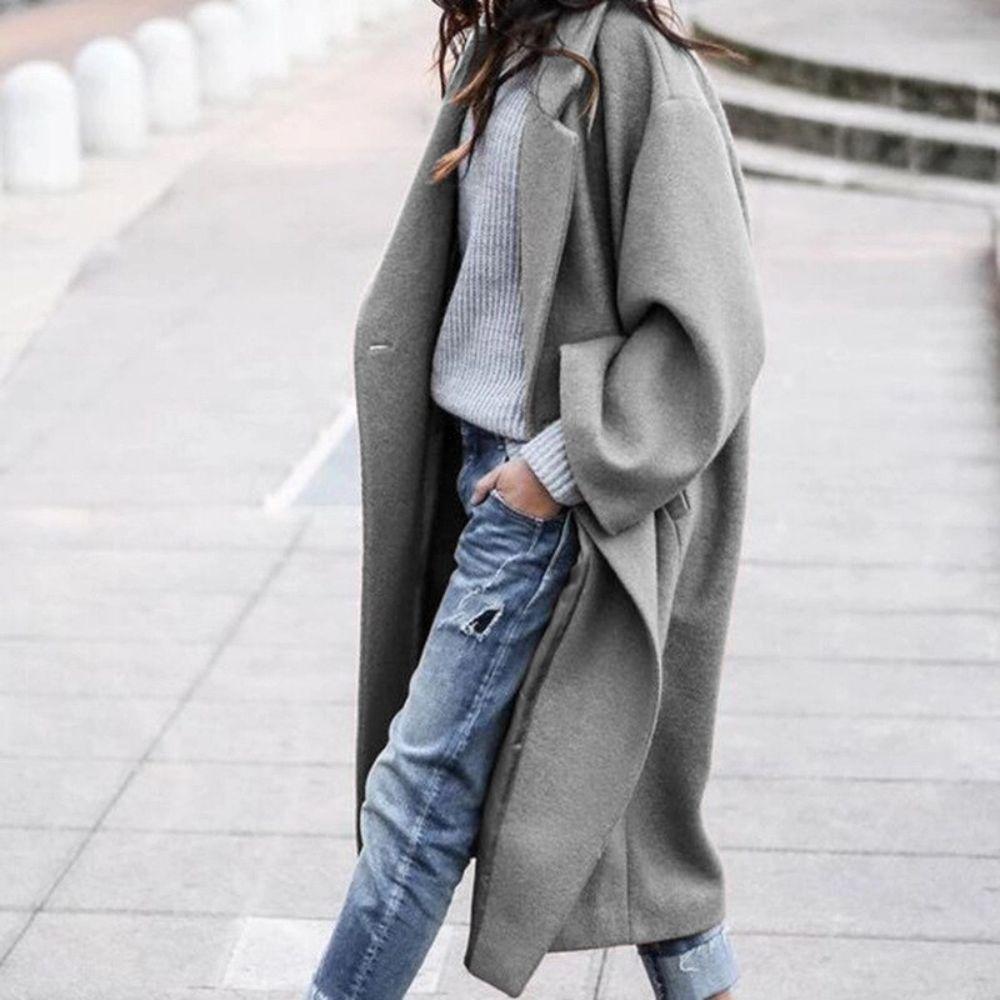 Olivia Oversized Trench Coat | Button Front Pockets Coat