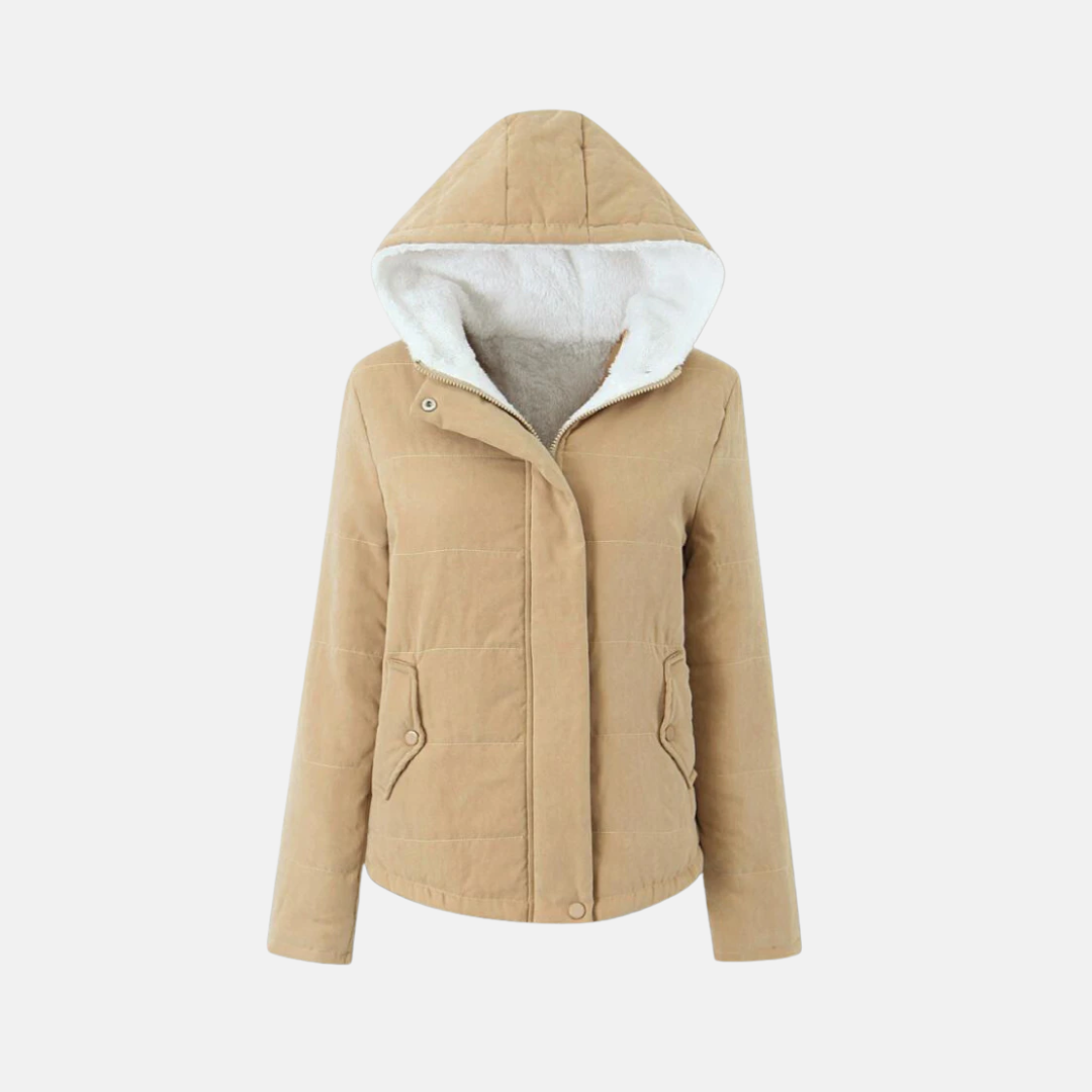 Women’s Hooded Jacket – Quilted Warmth – Fleece Lined – Snap Closure – Regular Fit