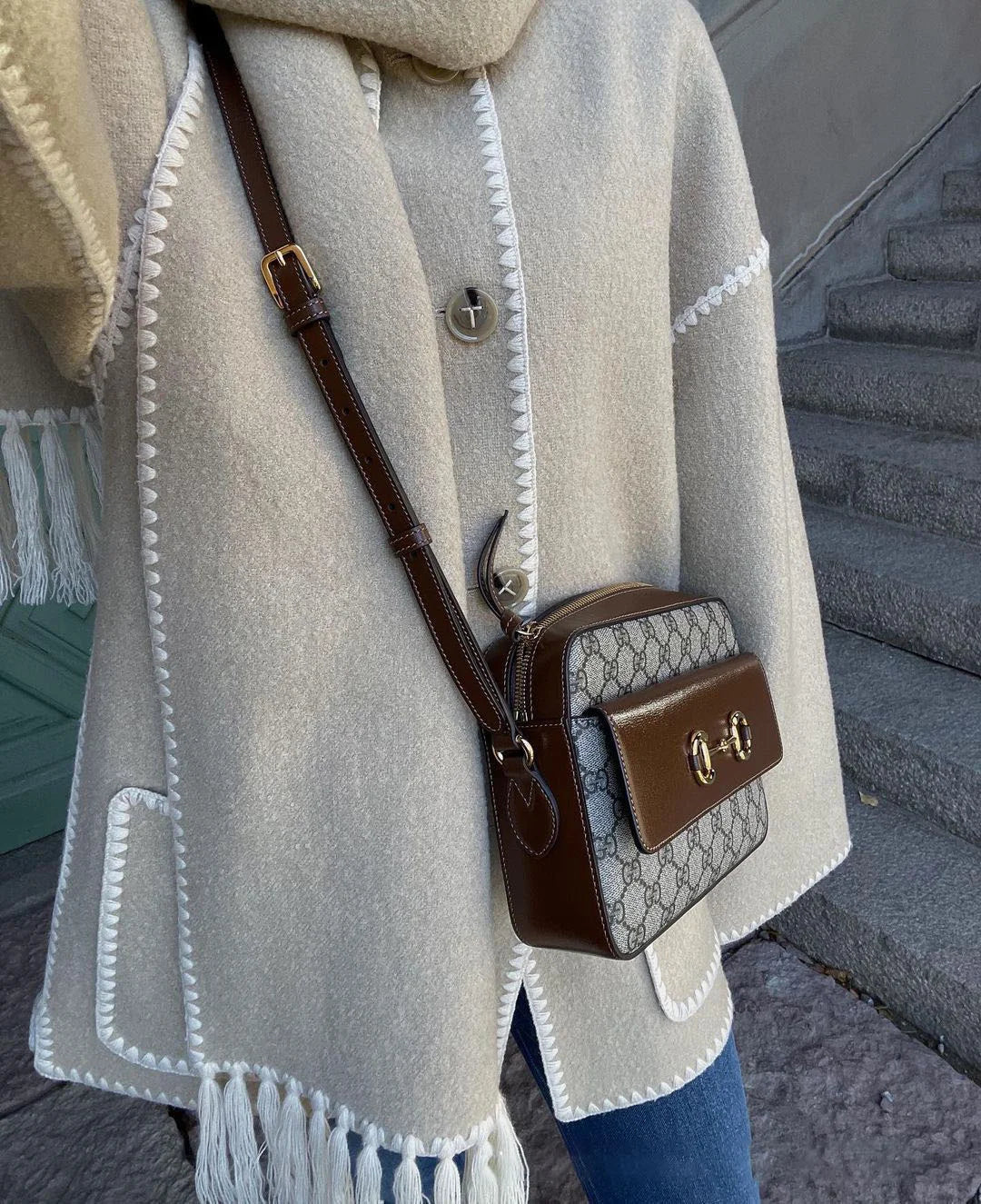 Women's coat with tassel scarf loose fit