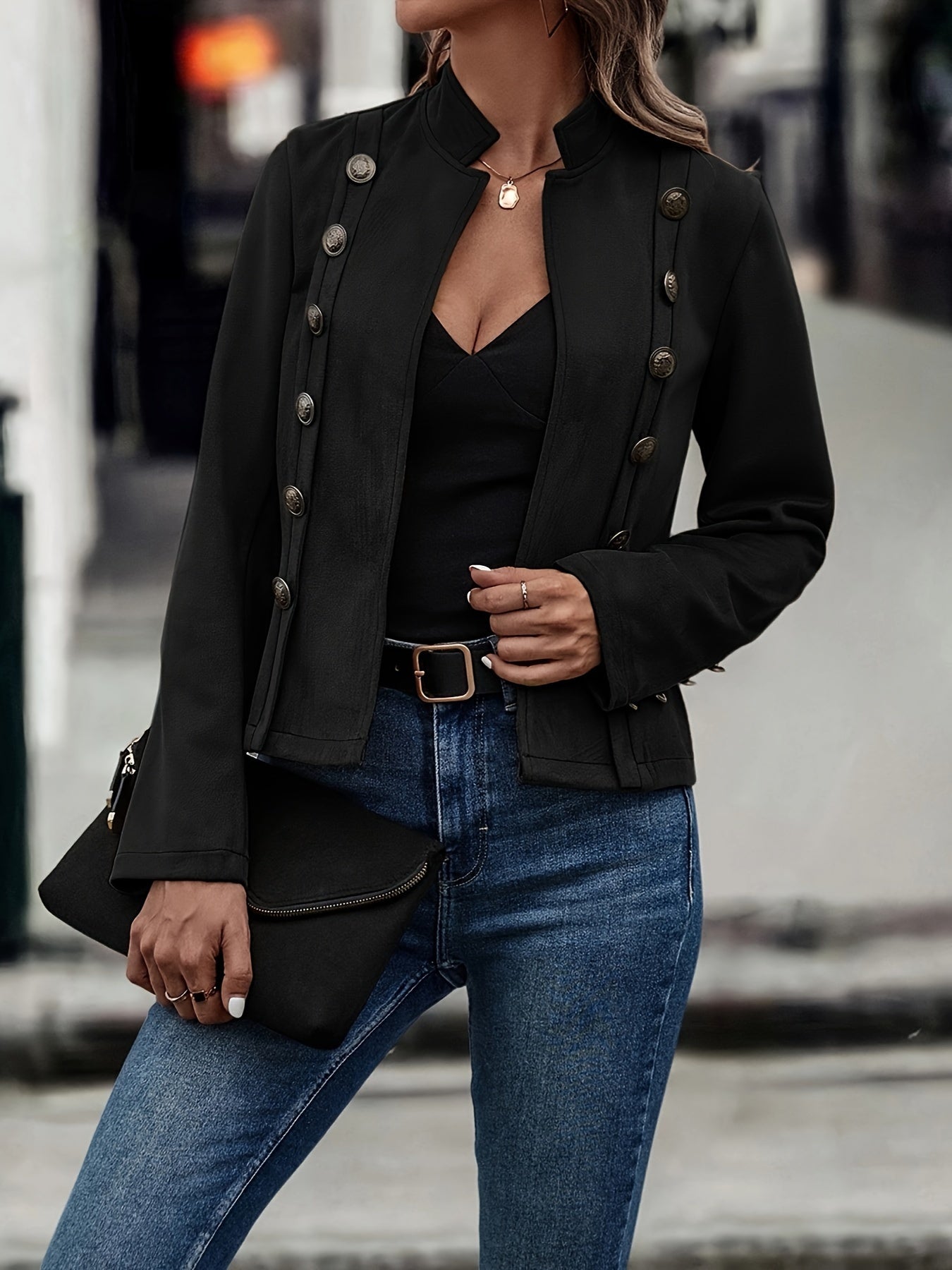 Women's double-breasted velvet retro jacket