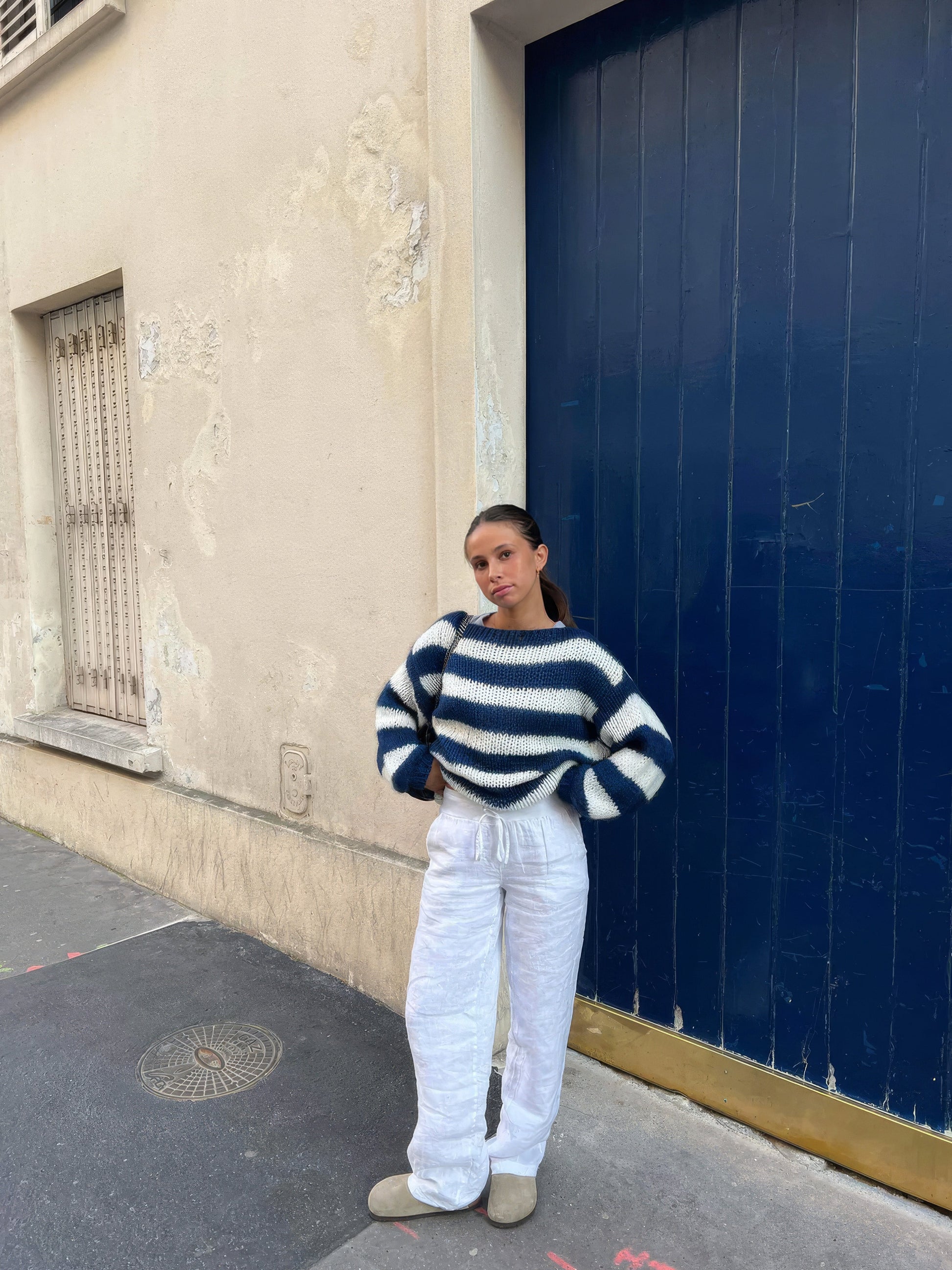 Knitted Wool Blend Crewneck Sweater