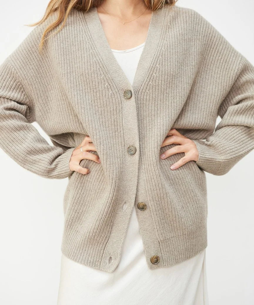 Women's thin knit button-down v-neck cardigan