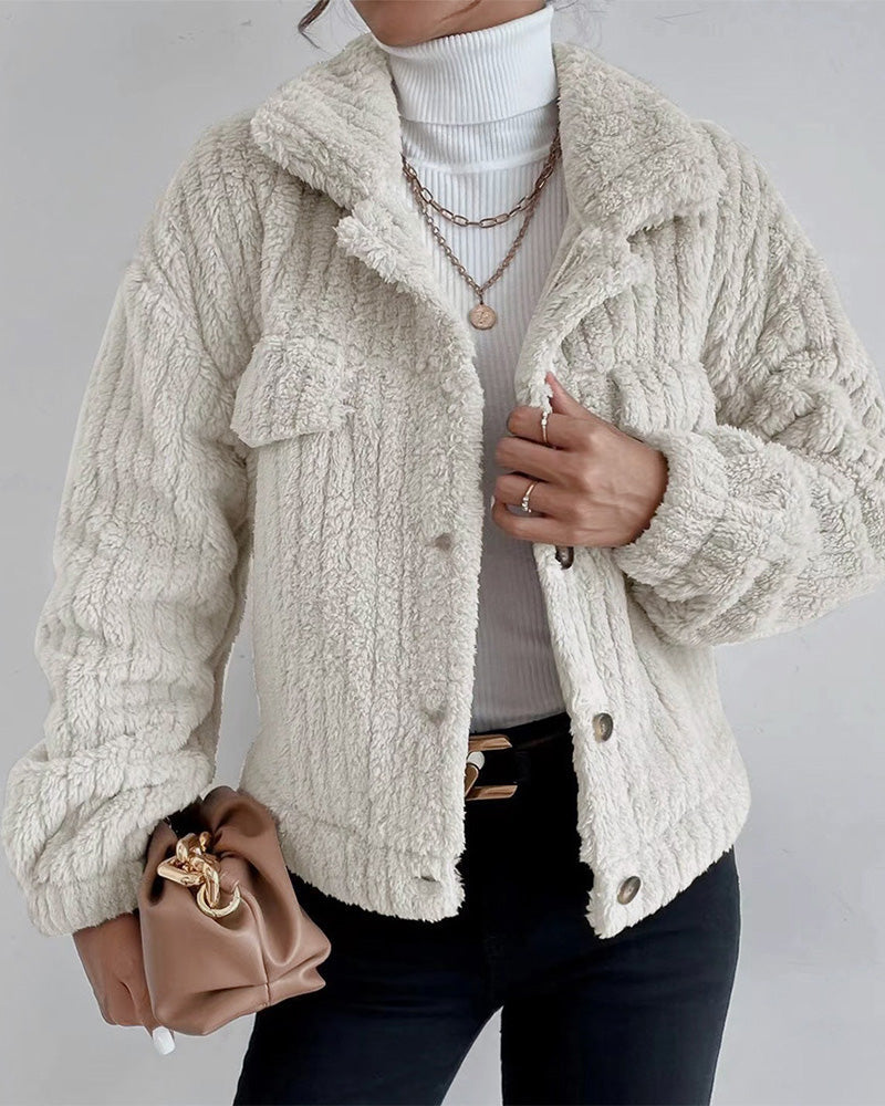Women's casual plain thick coat