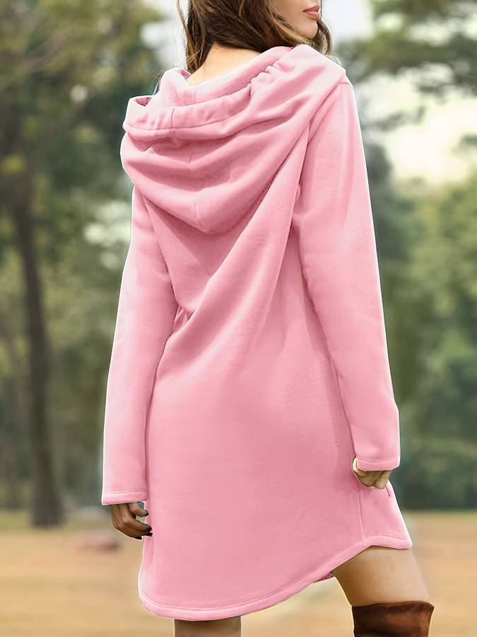 Women's Hoodie Dress - Casual Relaxed Fit - Long Sleeve with Kangaroo Pocket
