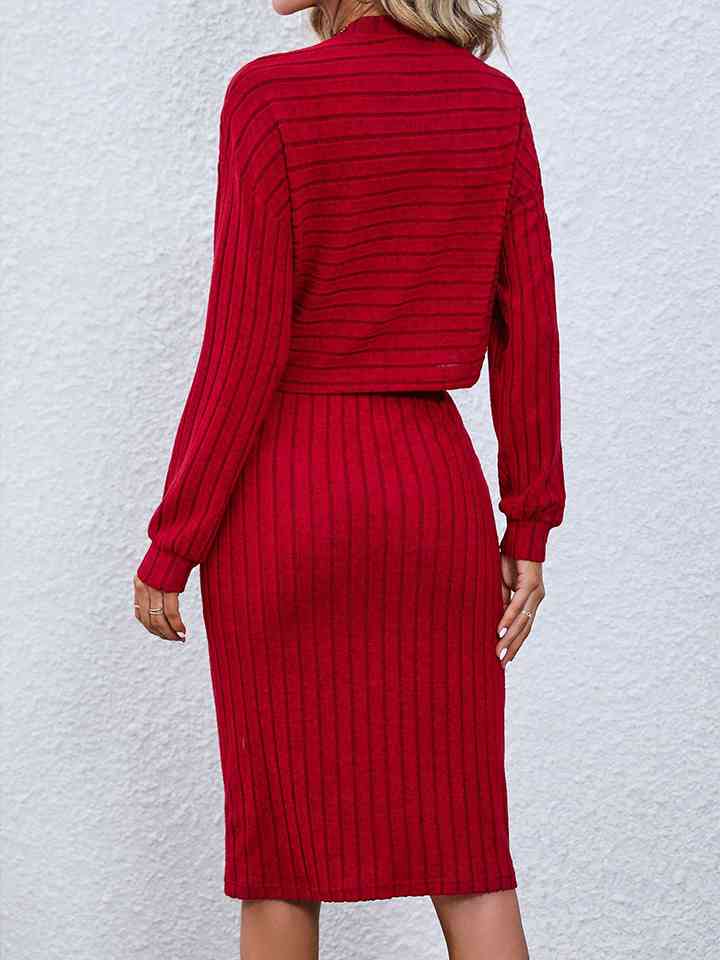 Natine - mock neck long sleeve top and pencil skirt set