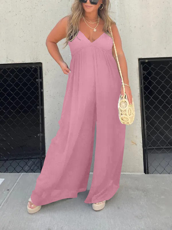Women's v-neck trousers with wide legs