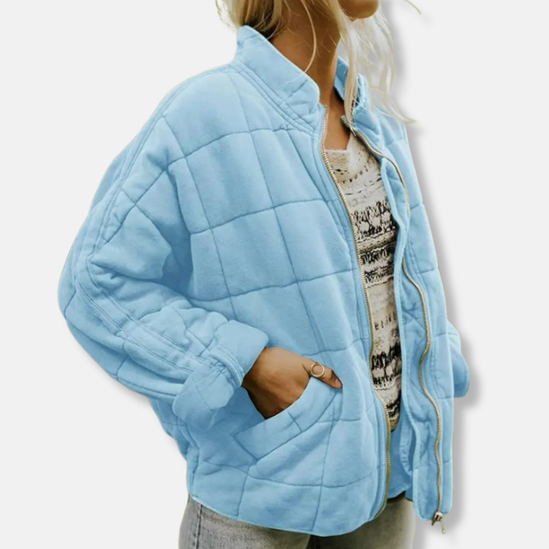 Rosie Cotton Quilted Jacket | Relaxed Fit Stand Collar Jacket