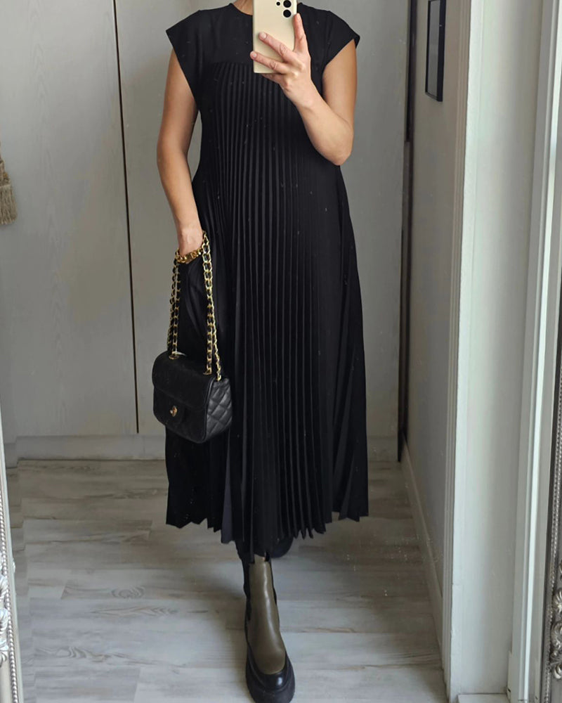 Sleeveless Pleated Dress for Women