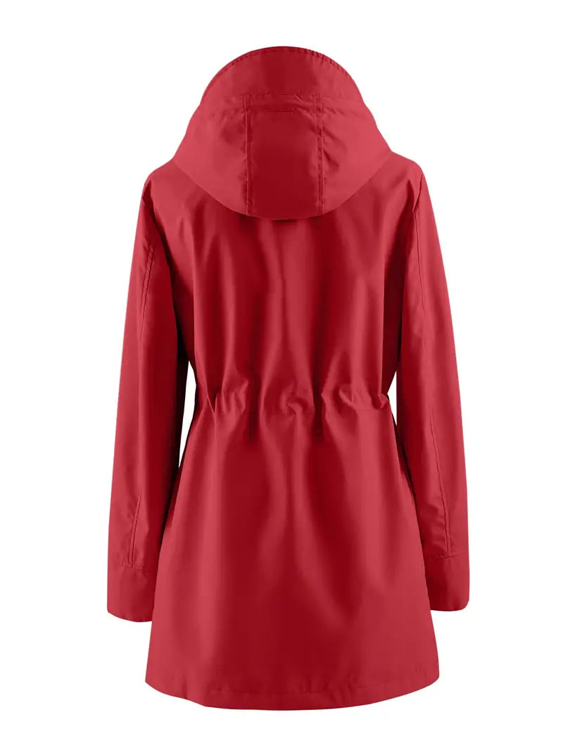 Women's casual windproof plaid hooded trench coat
