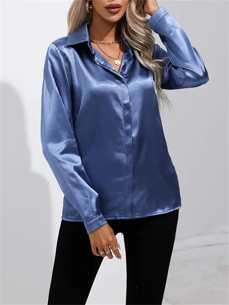Women's button-down glossy shirt