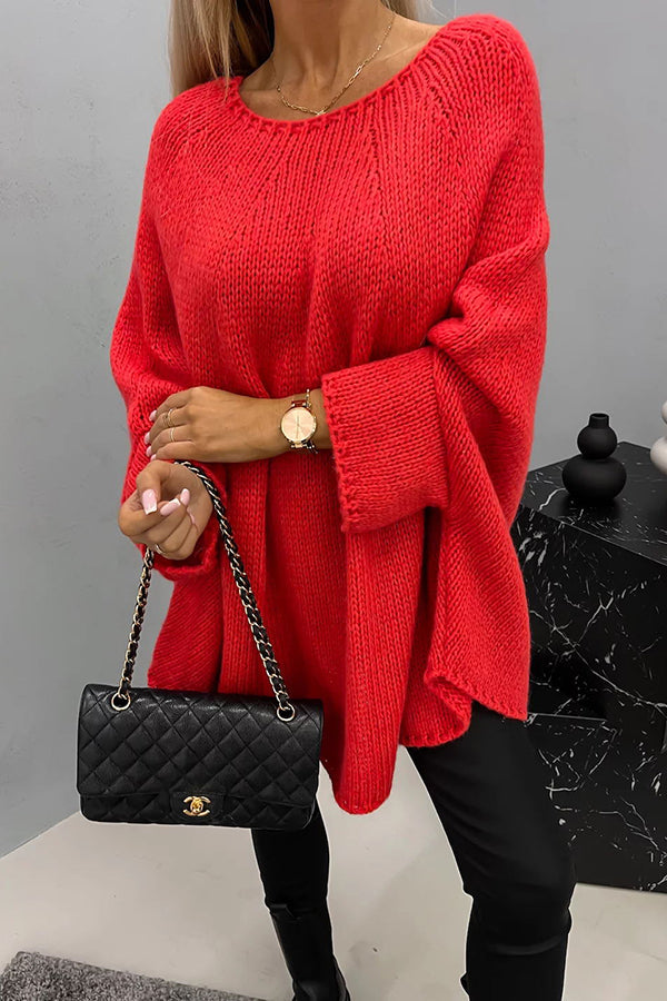 Women's cozy crew neck knit sweater