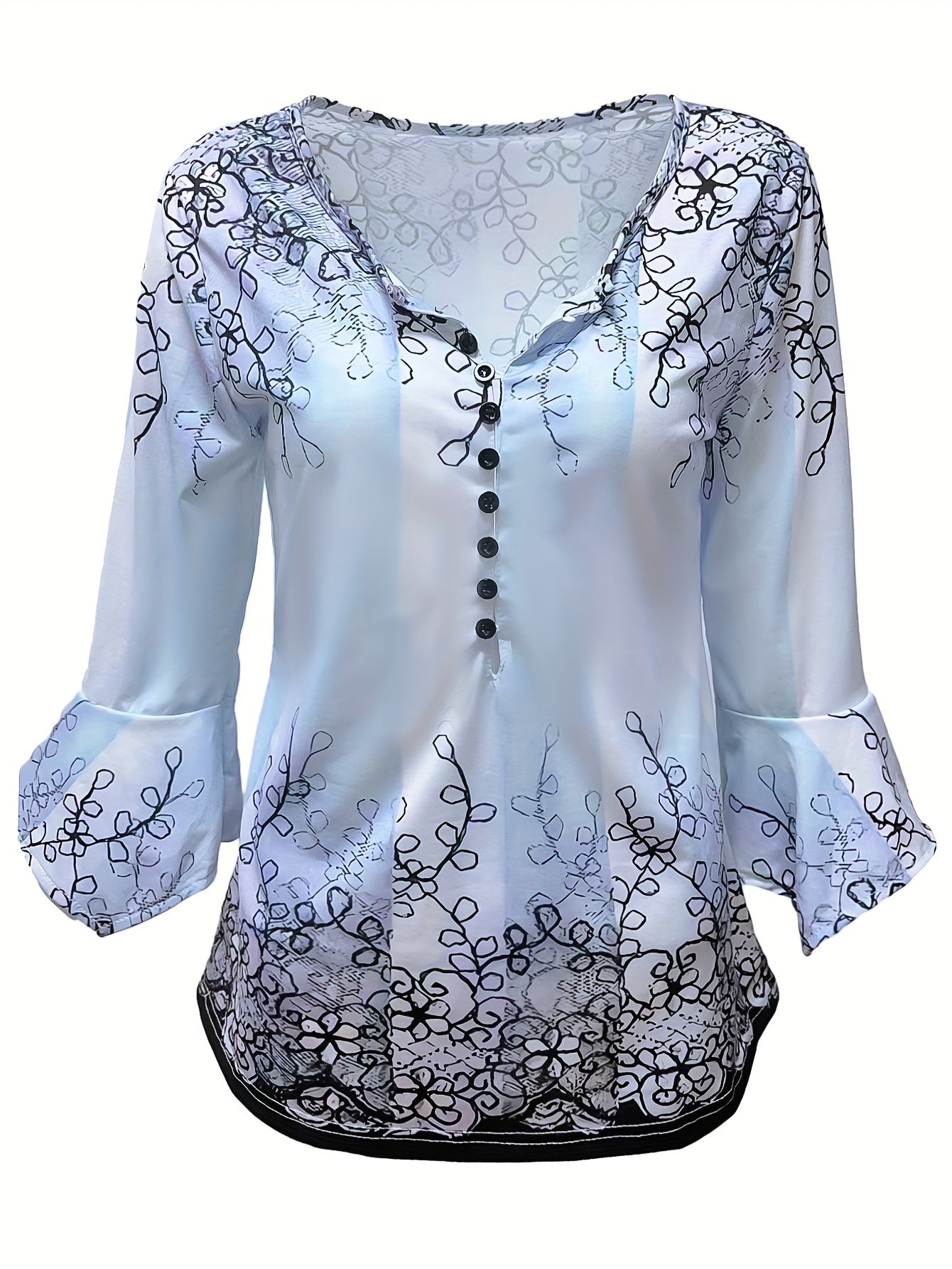 Embroidered Lace Detail Relaxed Fit Blouse