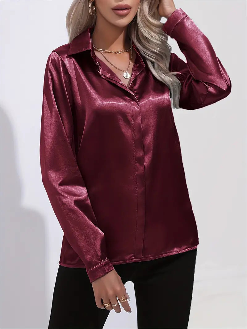 Women's button-down glossy shirt