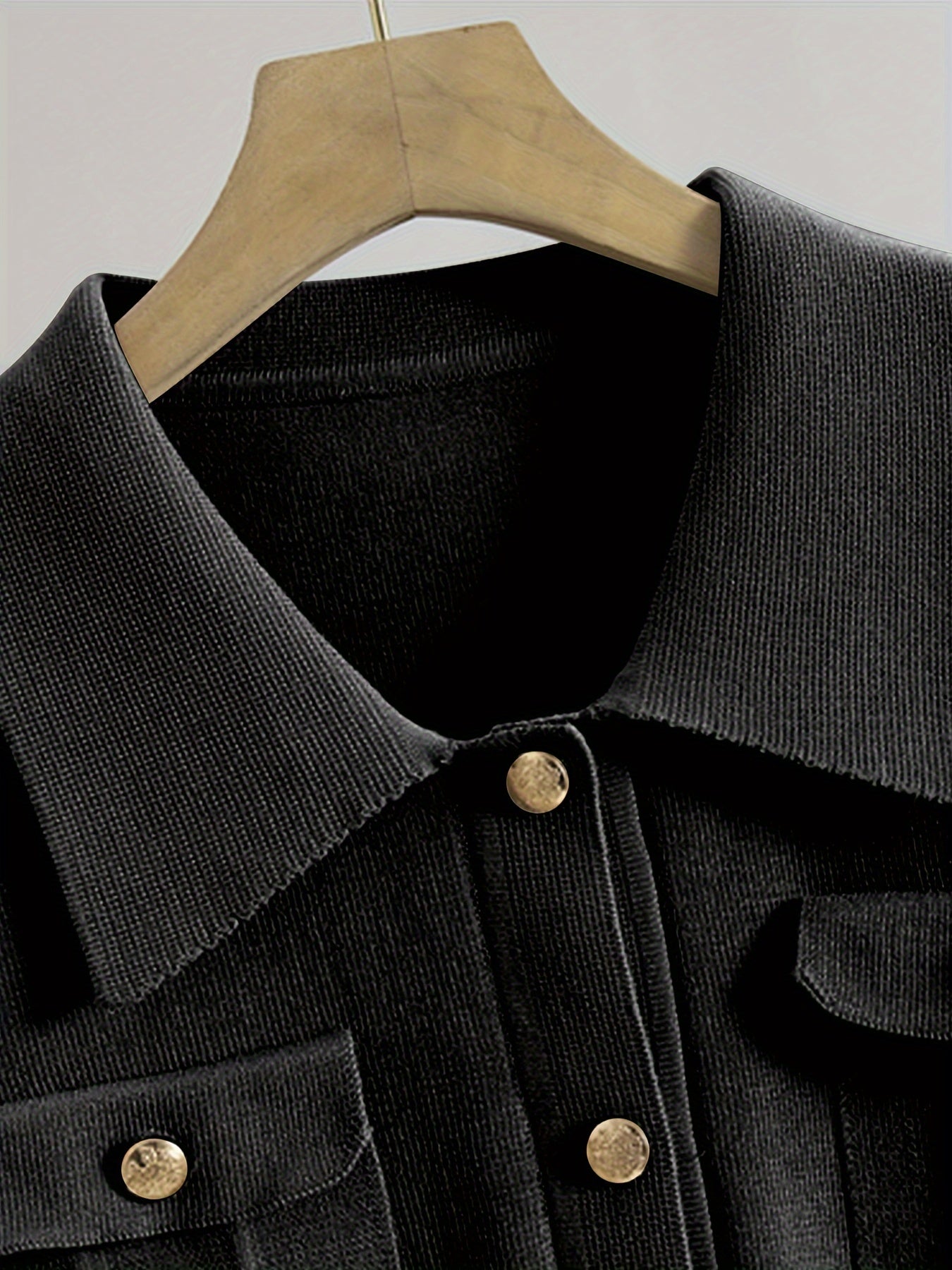 Two-piece collared button-up sweater and skirt set for women