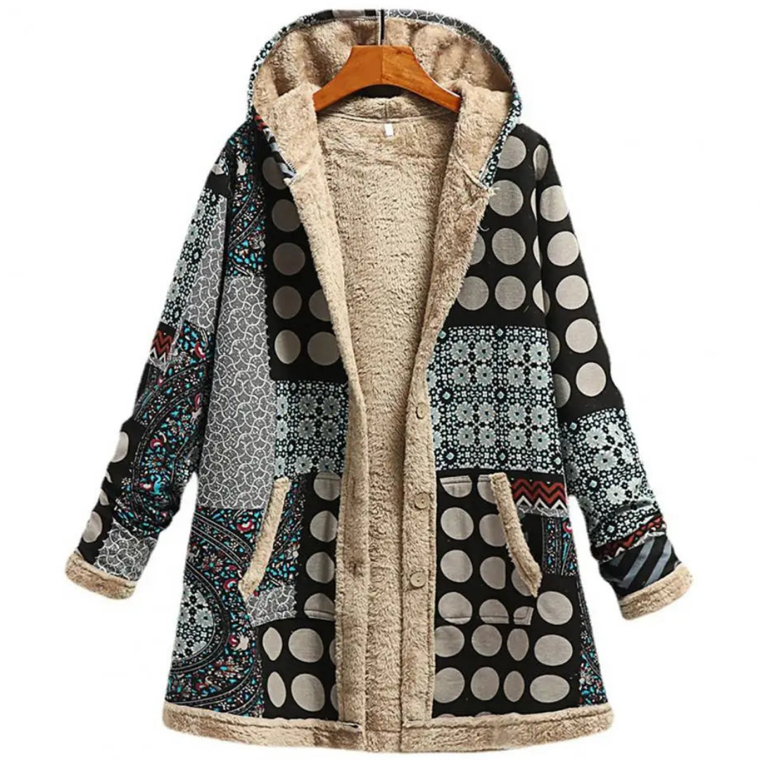 Stylish long coat with hood for women
