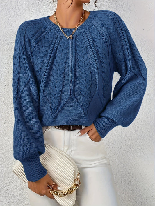 Cable Pattern Round Neck Knitted Pullover