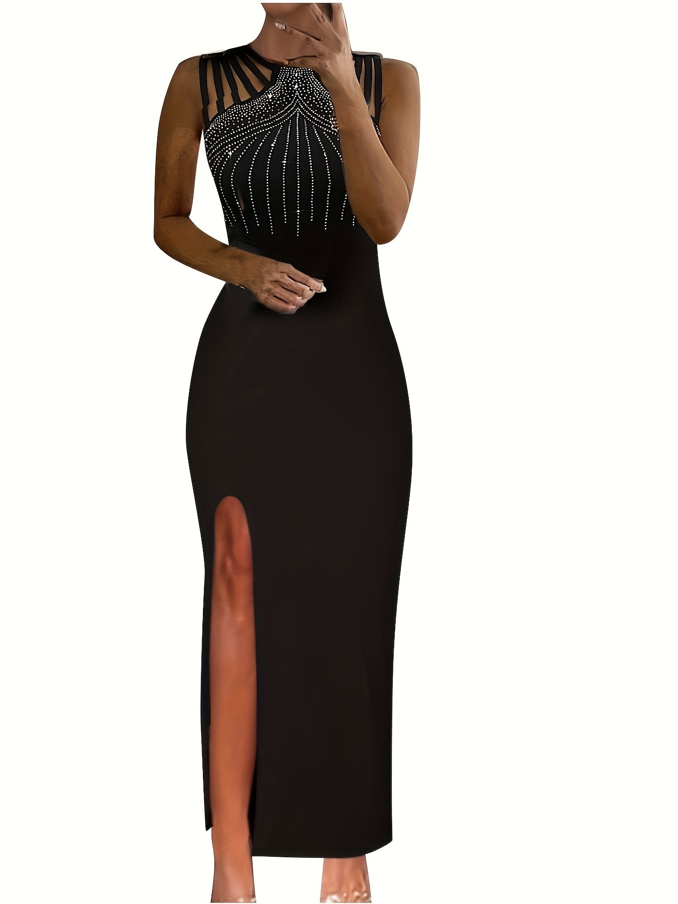 Elegant High-Slit Halter Evening Dress