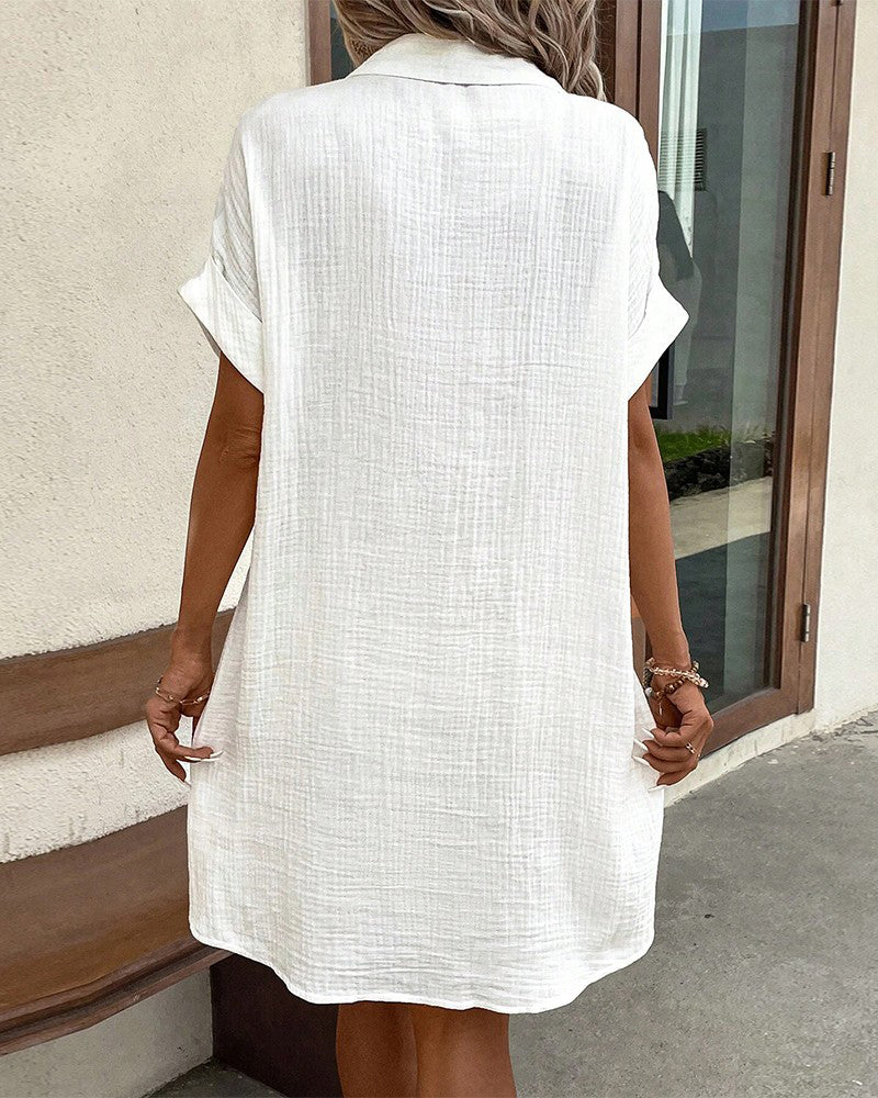 Loose Fit Button-Down Casual Shirt Dress