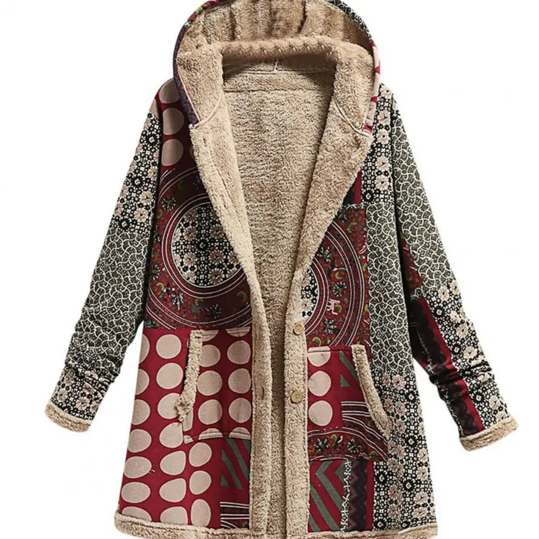 Stylish long coat with hood for women