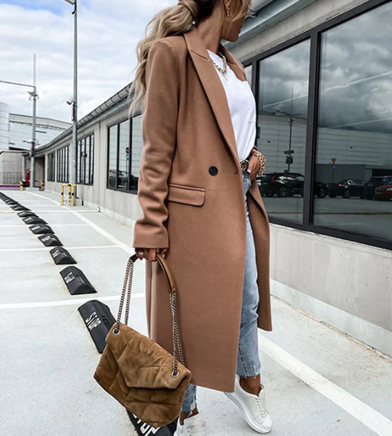 Marina - single-breasted long trench coat