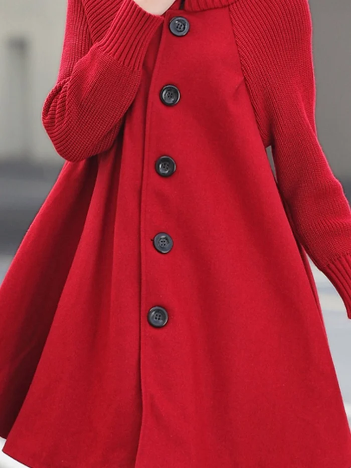 Women's mid-length high-neck button-down loose trench coat