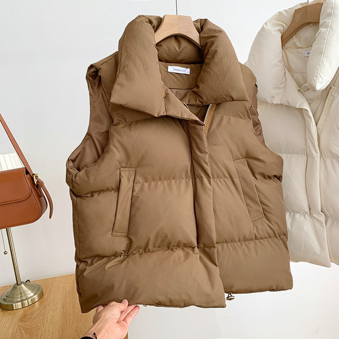 Women's Puffer Vest - Quilted Insulated - Funnel Collar - Zip Closure - Lightweight Layer