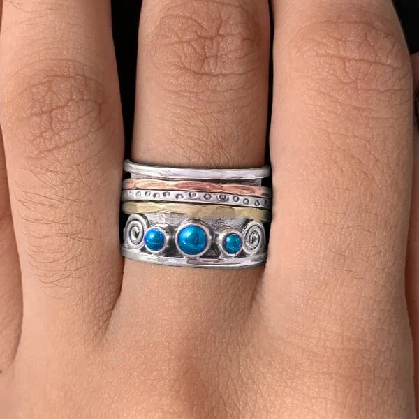 Gemstone Accent Sterling Silver Stacking Ring