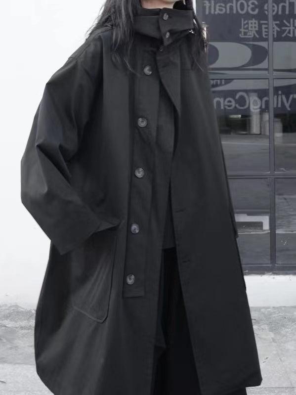Women’s Oversized Trench Coat - Full Length - Button Up - Wide Lapel Collar