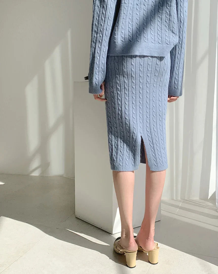 Women's narrow two-piece set knitted sweater