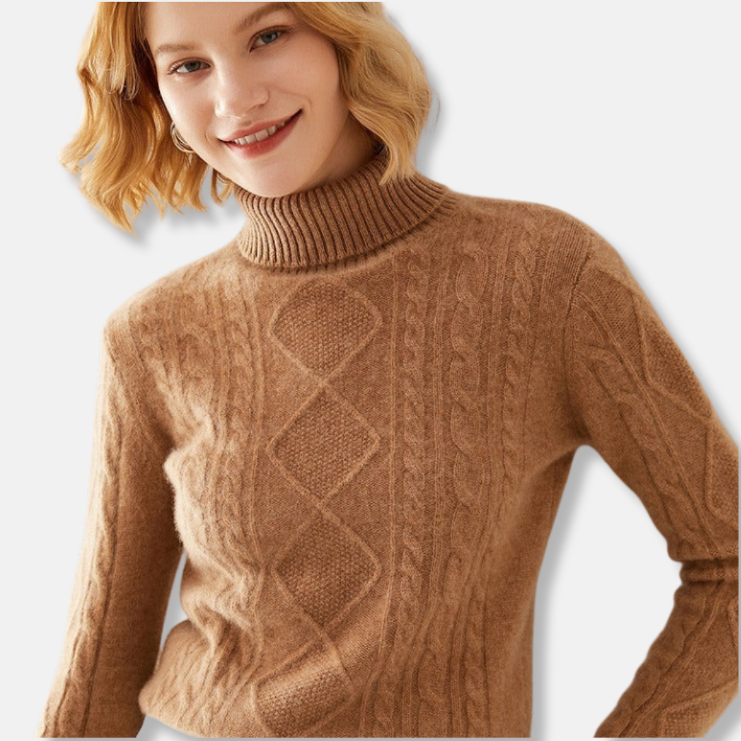 Cable Knit Slim Fit Turtleneck Sweater