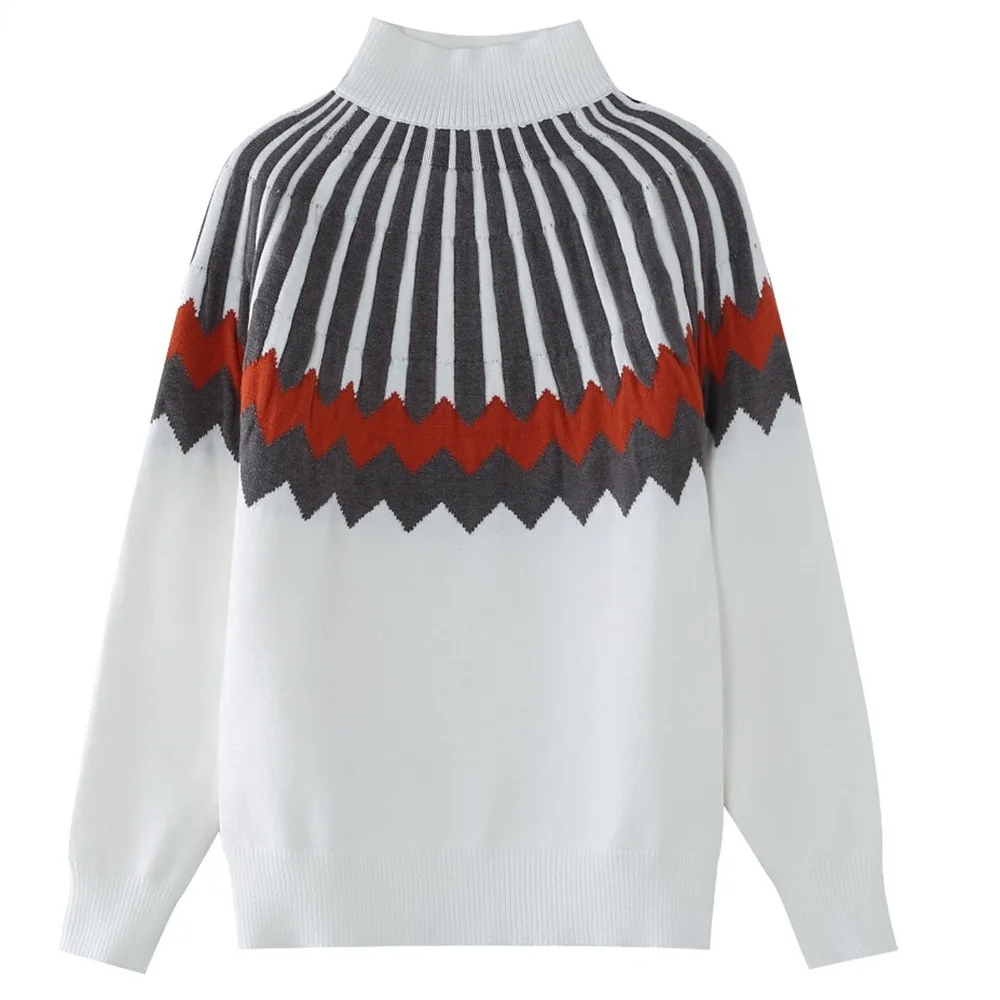 Women's geometric pattern knitted sweater