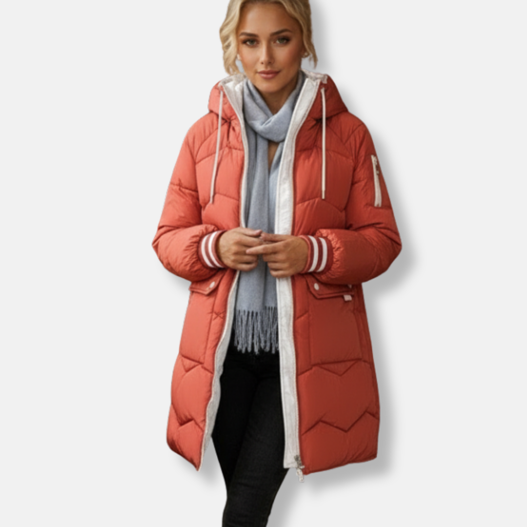 Isabella Nylon Puffer Jacket | Oversized Hooded Quilted Jacket