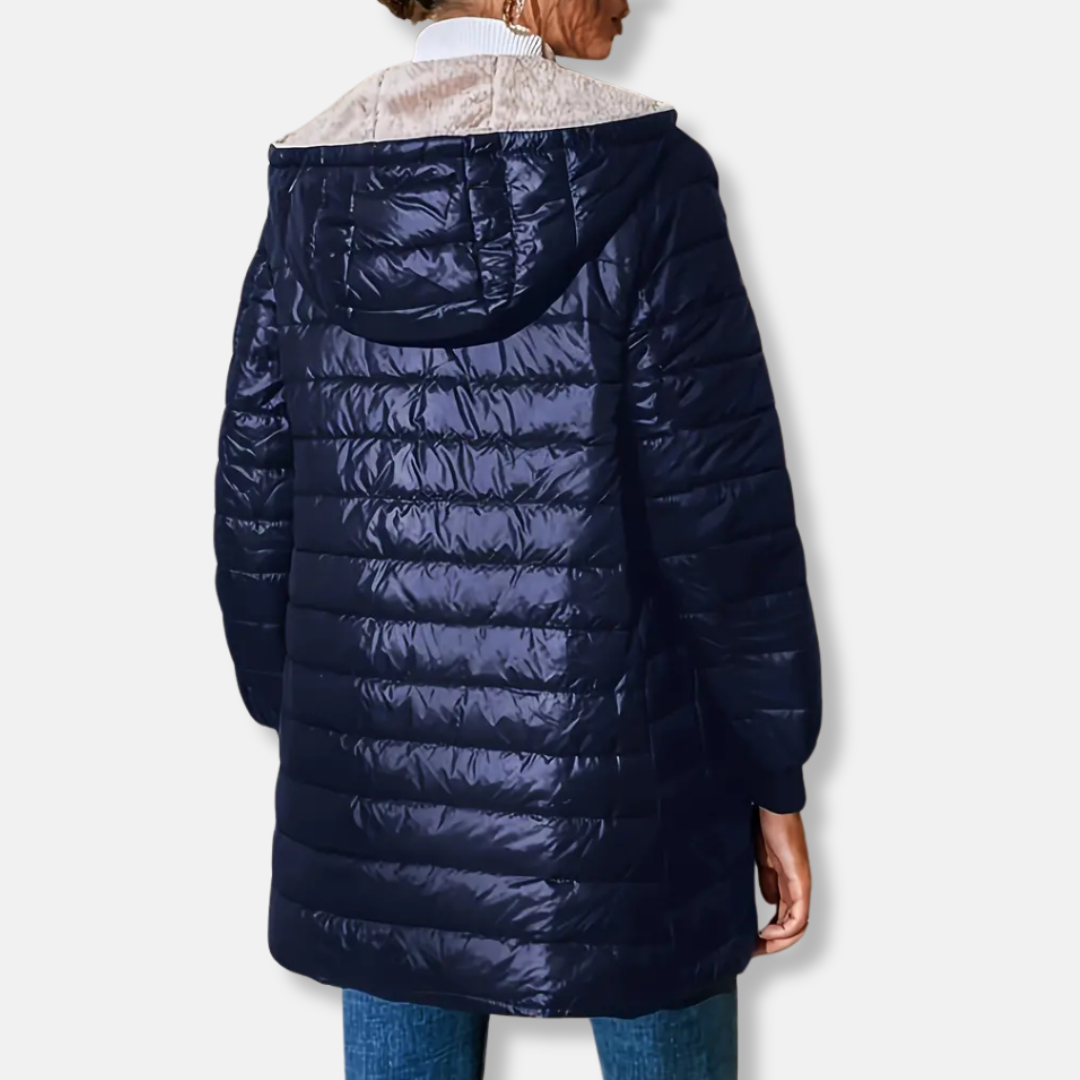 Amelia Hooded Quilted Puffer Jacket | Reversible Relaxed Fit Jacket