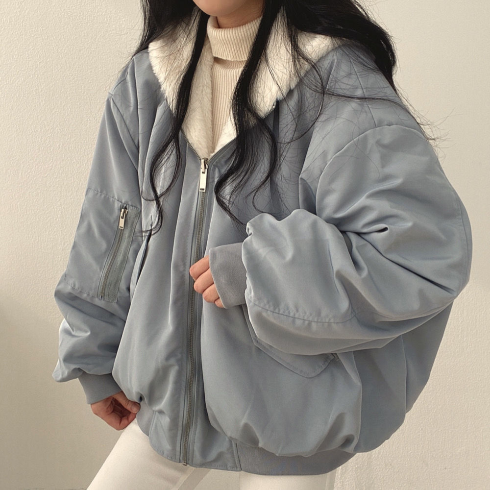 Women's loose fit thickened wool-like coat