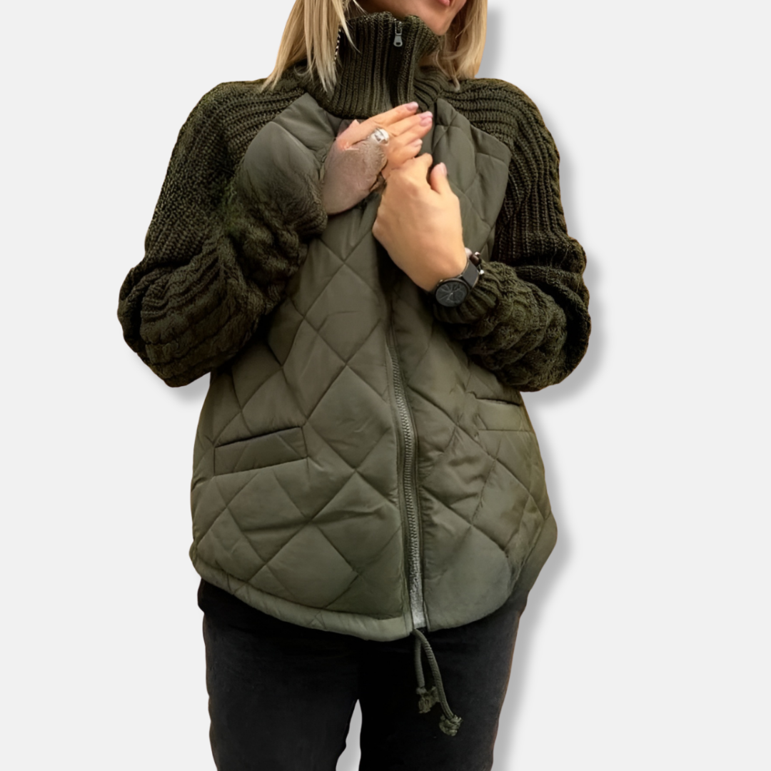 Women’s Jacket - Quilted - Relaxed Fit - Stand-Up Collar - Hip Length