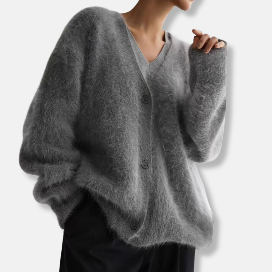 Knit Oversized Fit V-Neck Cardigan