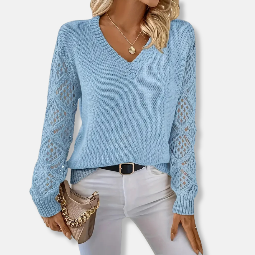 Ribbed V-Neck Relaxed Fit Sweater