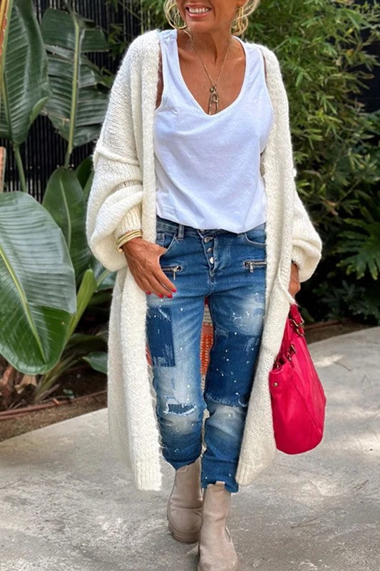 Women's long sleeved elegant knitted coat