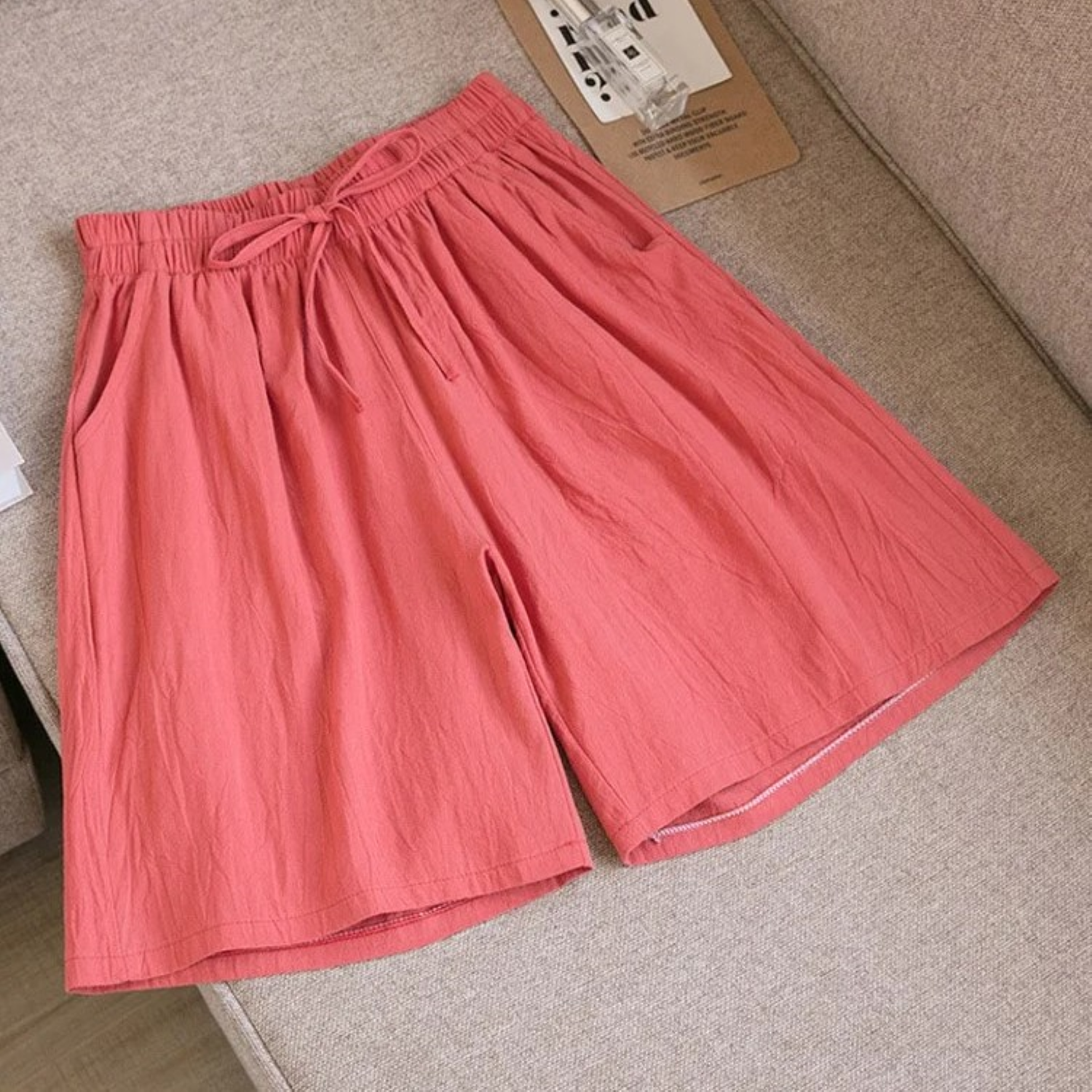 Breathable Cotton Linen Loose-Fit Shorts
