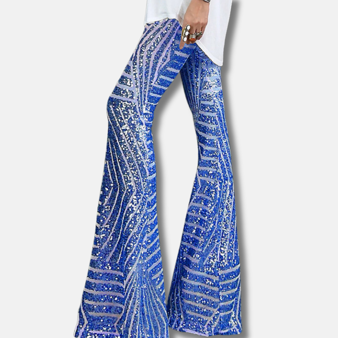 Sequin Geometric High Waist Wide Leg Pants