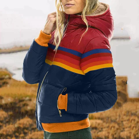 Women’s striped quilted jacket casual outerwear